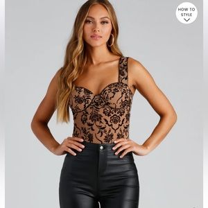 Nude floral bustier body suit from Windsor